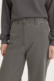 Geniş Paçalı Denim Pamuk Pantolon - Füme