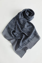 Geometric Pattern Jacquard Scarf - Smoke Grey