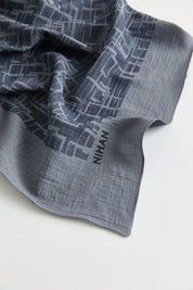 Geometric Pattern Jacquard Scarf - Smoke Grey