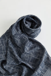 Geometric Pattern Jacquard Scarf - Smoke Grey