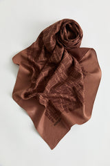 Geometric Pattern Jacquard Scarf - Coffee