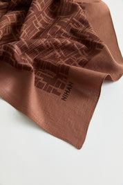 Geometric Pattern Jacquard Scarf - Coffee
