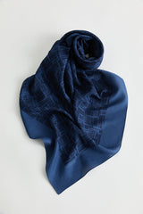Geometric Pattern Jacquard Scarf - Navy Blue