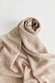 Geometric Pattern Jacquard Scarf - Latte