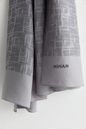 Geometric Pattern Jacquard Shawl - Grey