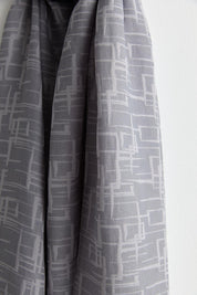 Geometric Pattern Jacquard Shawl - Grey