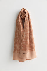 Geometric Pattern Jacquard Shawl - Mocha