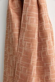 Geometric Pattern Jacquard Shawl - Mocha
