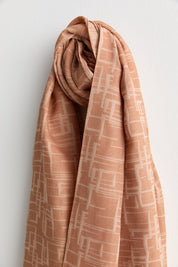 Geometric Pattern Jacquard Shawl - Mocha