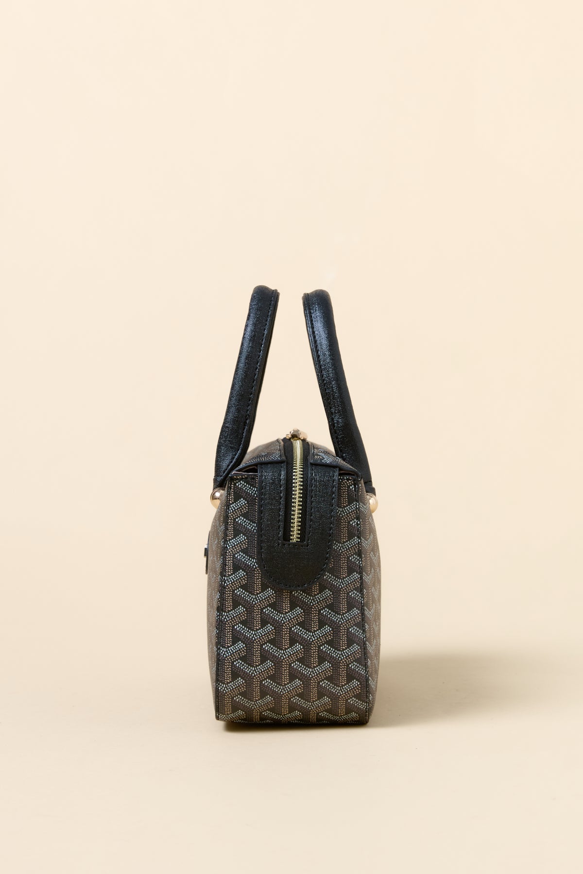 Gold Detail Handbag - Croco Black