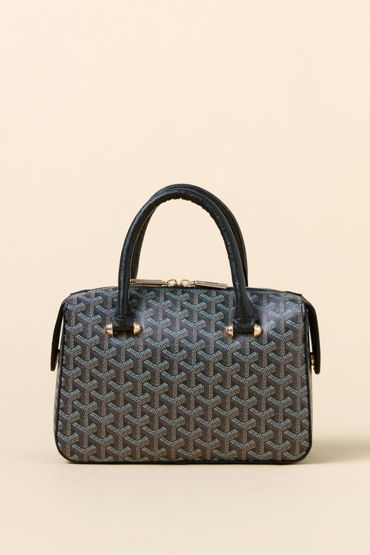Gold Detail Handbag - Croco Black