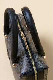 Gold Detail Handbag - Croco Black