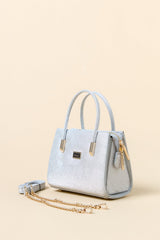Gold Detailed Satchel Bag - Silver