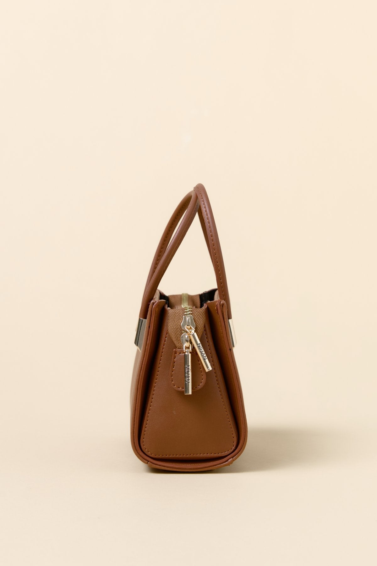 Gold Detaylı Satchel Çanta - Kahve
