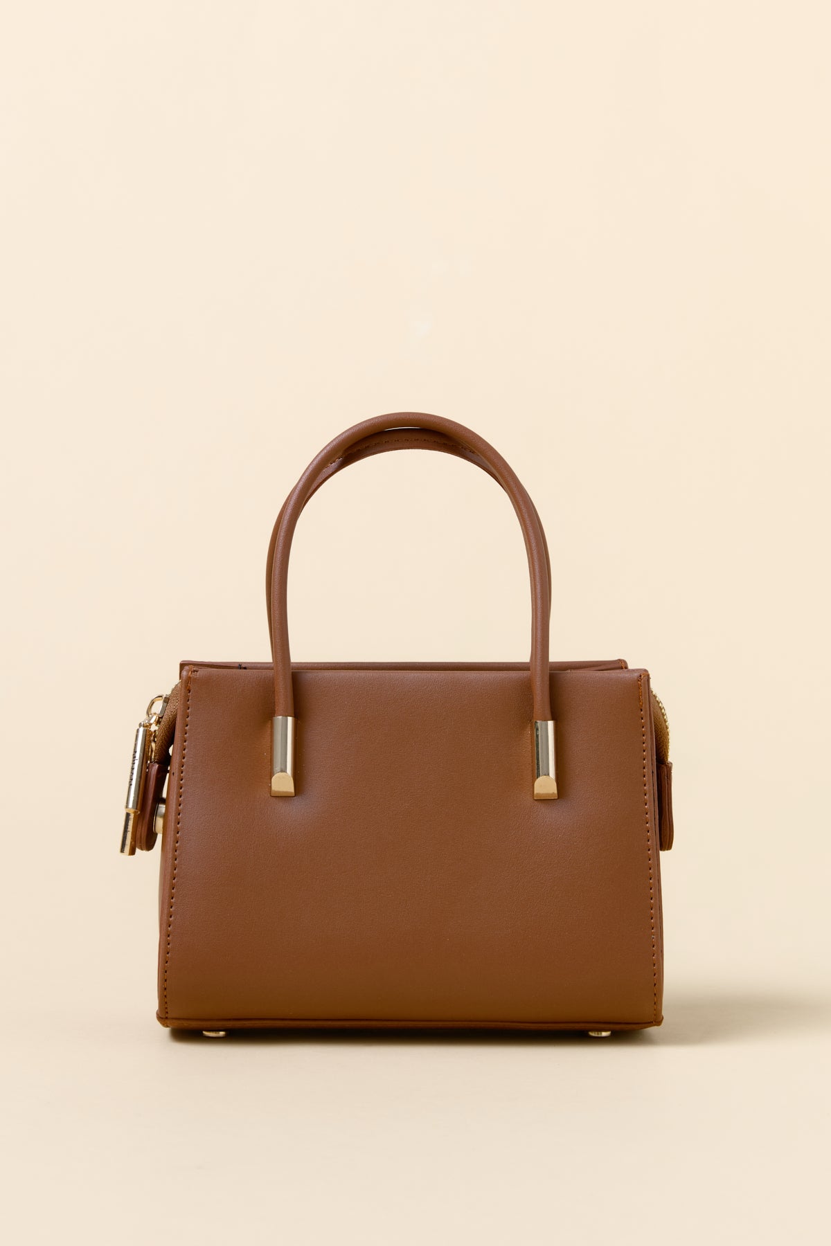 Gold Detaylı Satchel Çanta - Kahve