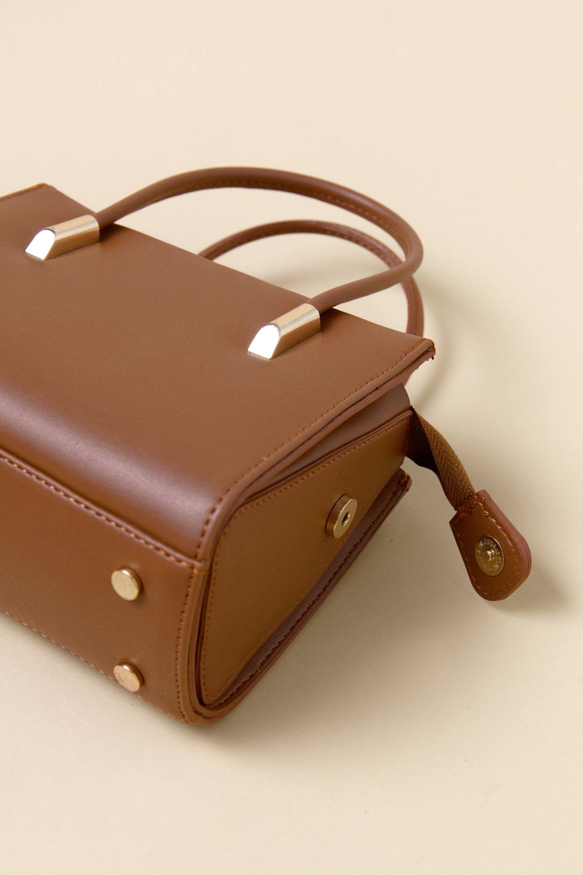 Gold Detaylı Satchel Çanta - Kahve