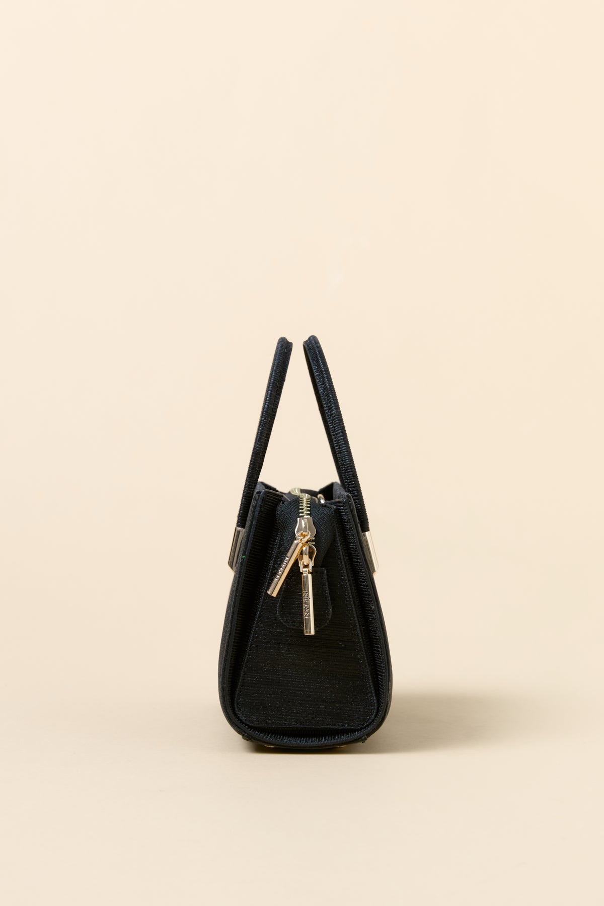 Gold Detailed Satchel Bag - Glitter Black