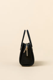 Gold Detailed Satchel Bag - Glitter Black
