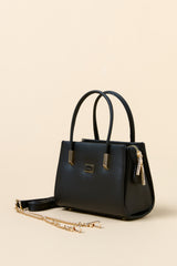 Satchel Bag with Gold Detail - Black