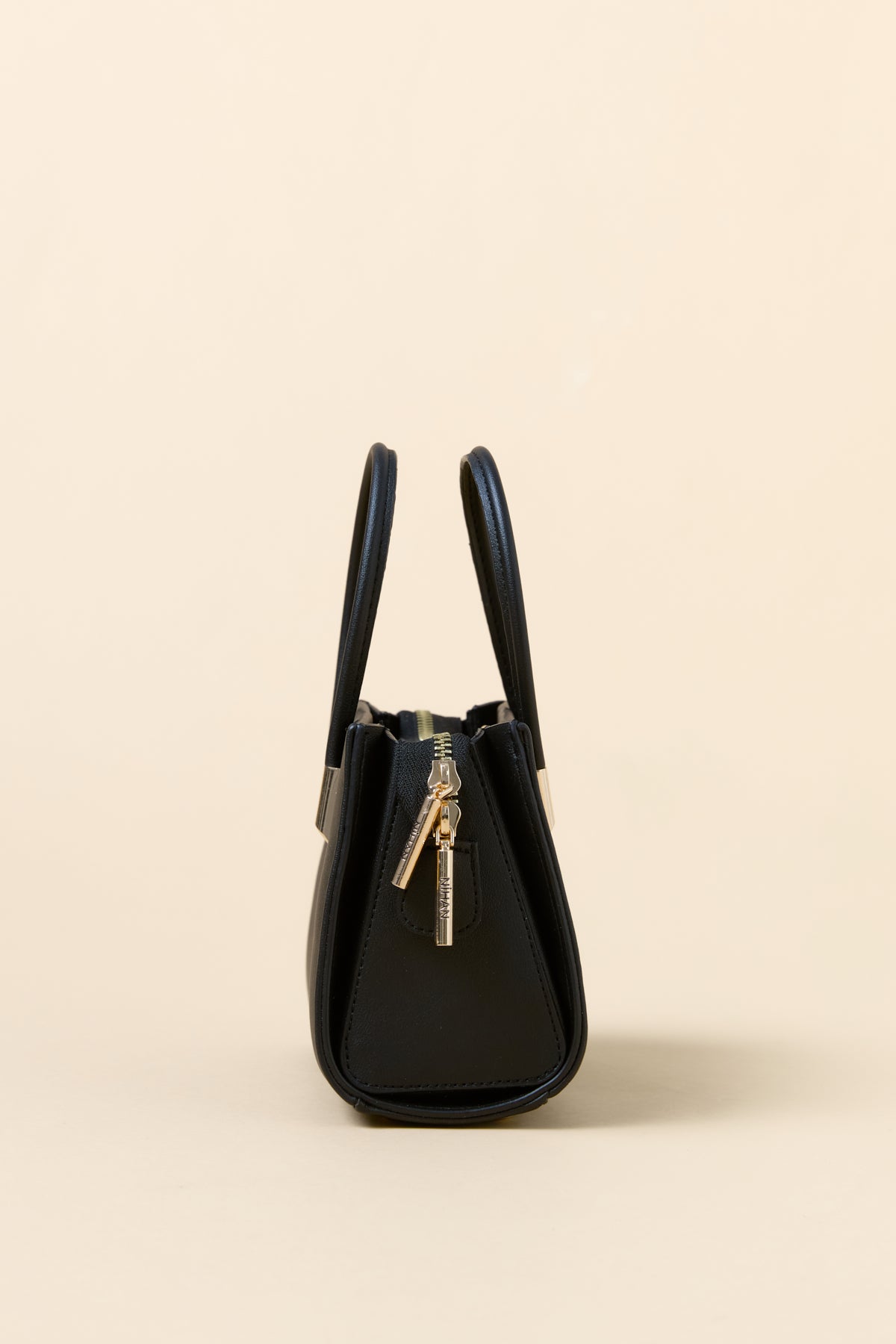 Satchel Bag with Gold Detail - Black