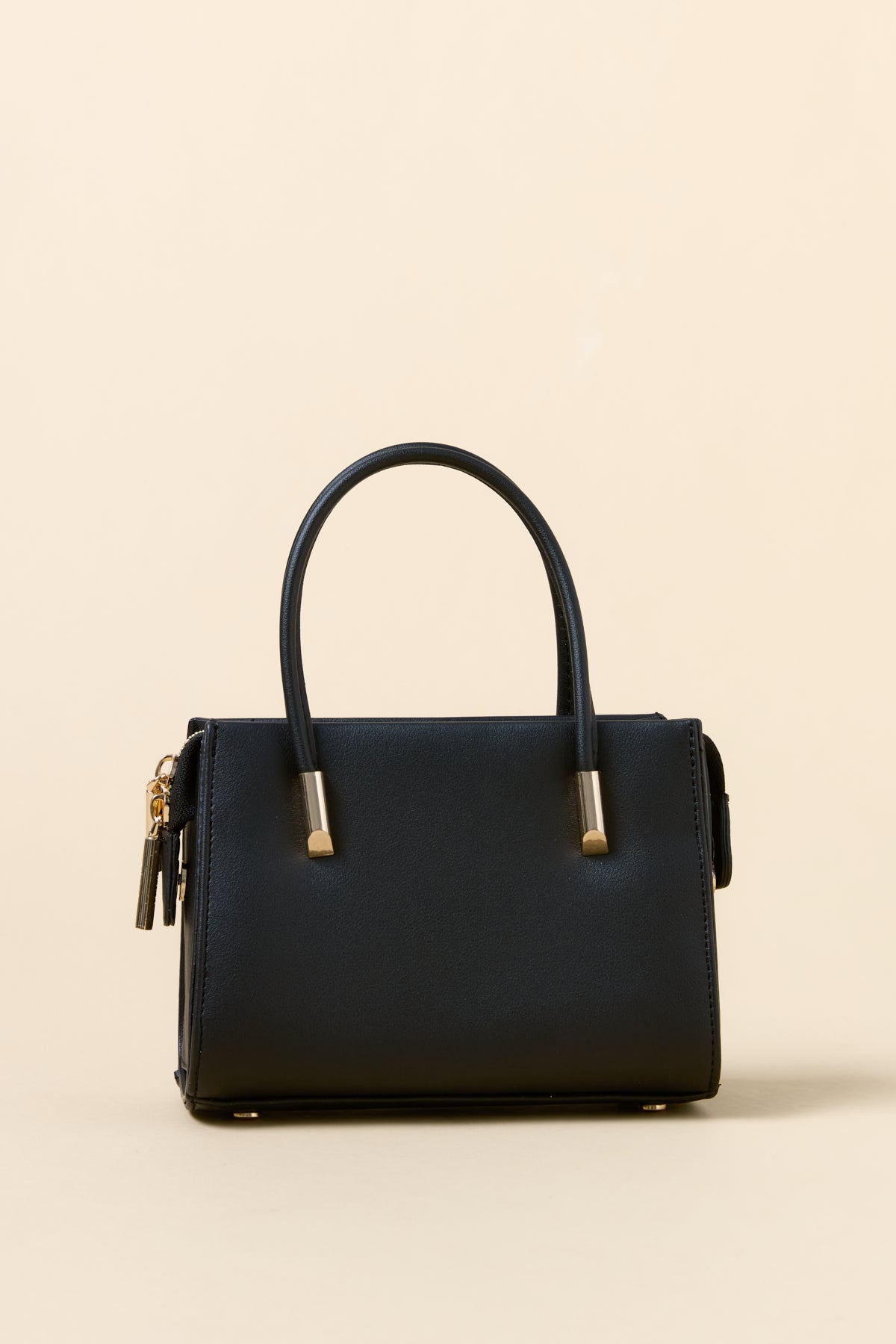 Satchel Bag with Gold Detail - Black