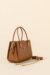 Gold Detailed Satchel Bag - Tan