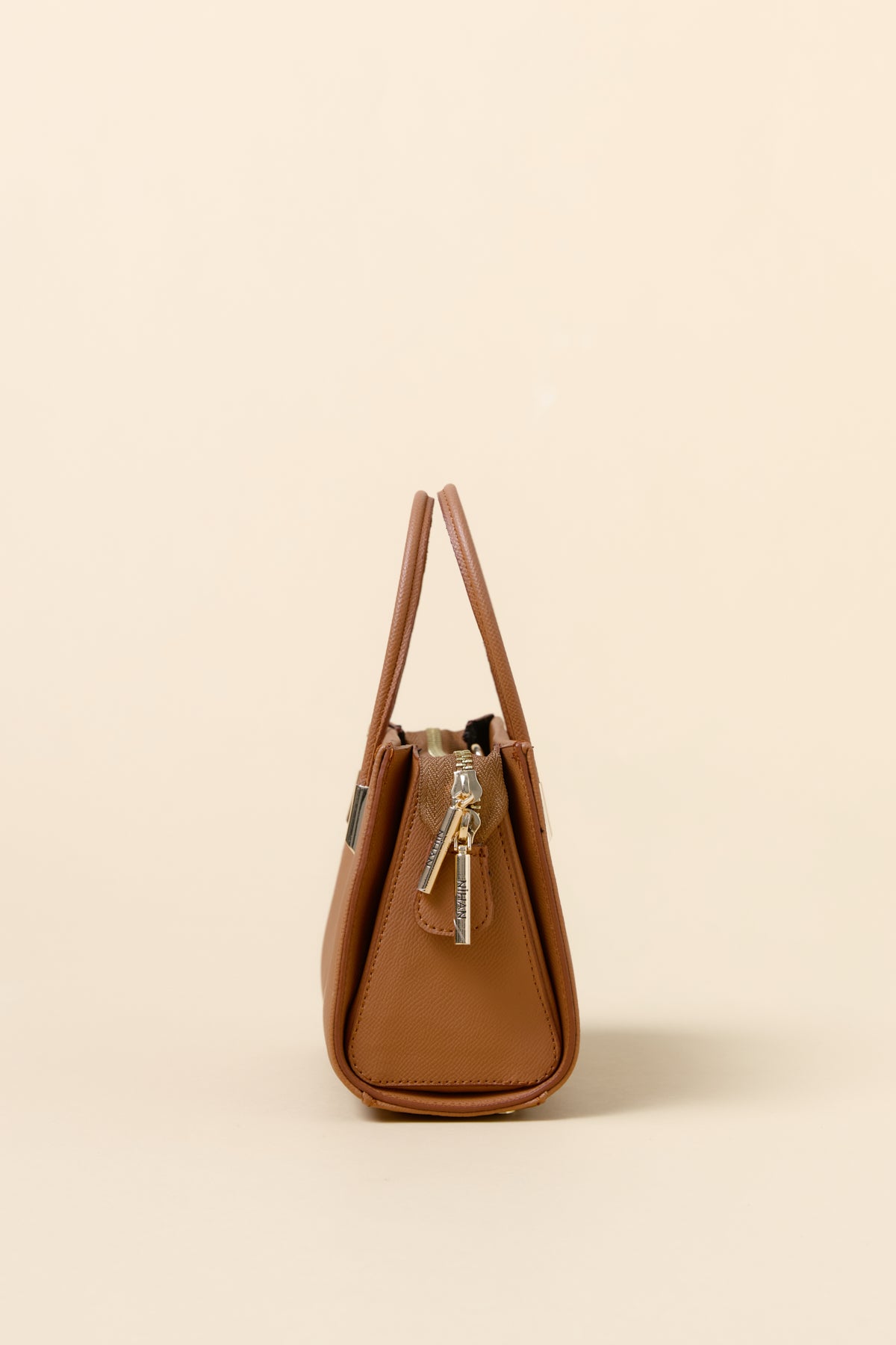Gold Detailed Satchel Bag - Tan