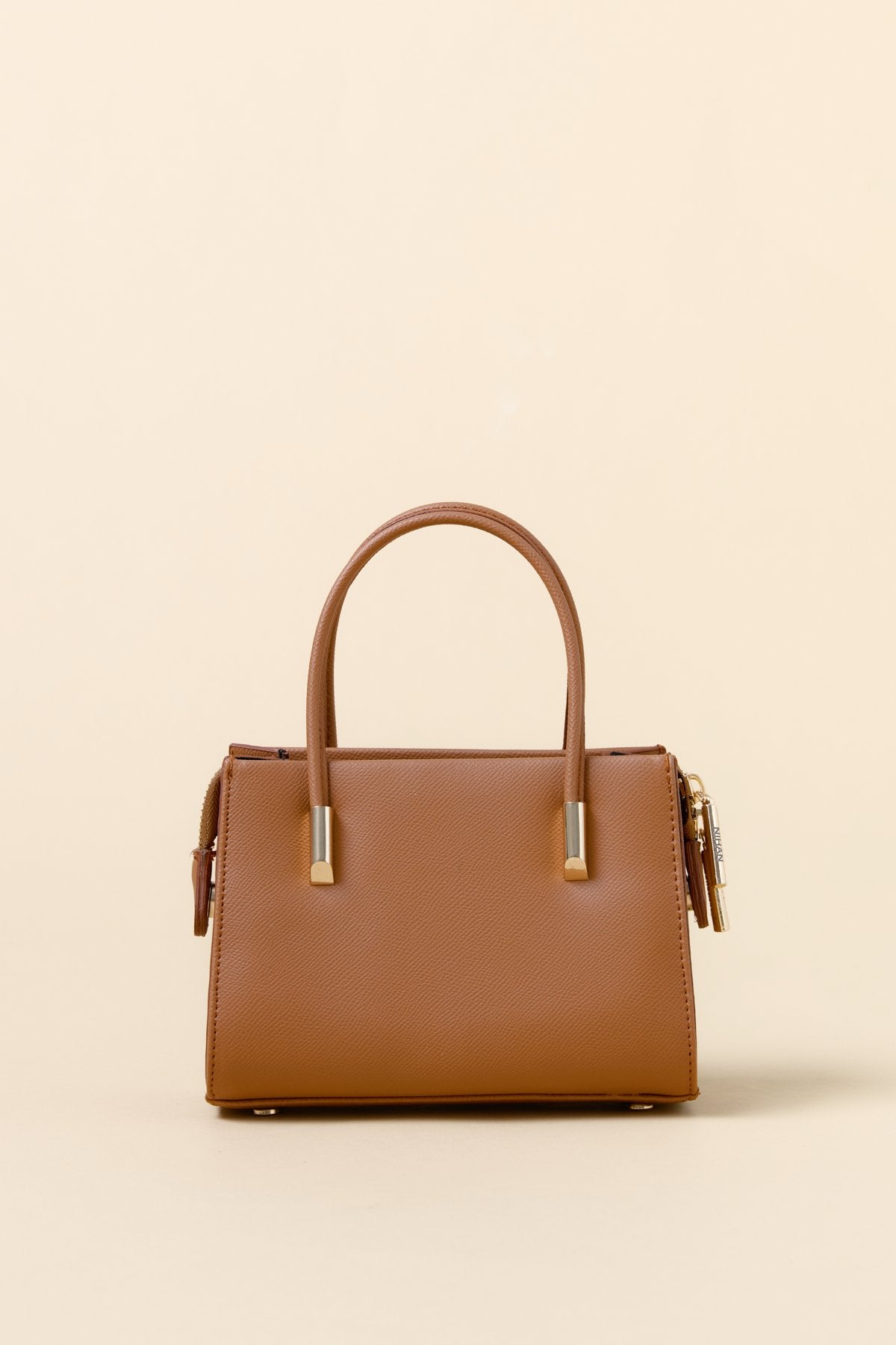 Gold Detailed Satchel Bag - Tan