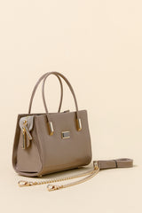Gold Detailed Satchel Bag - Mink