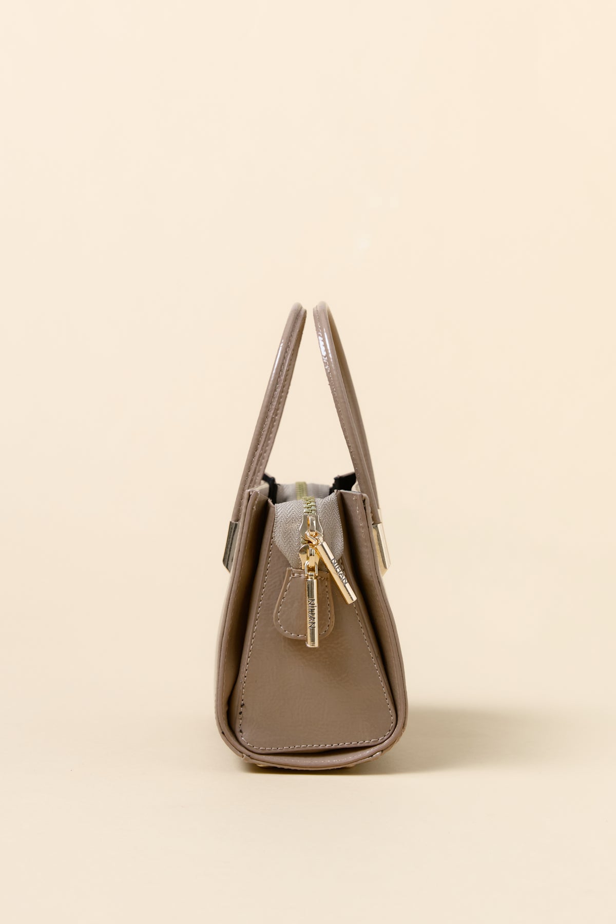 Gold Detailed Satchel Bag - Mink