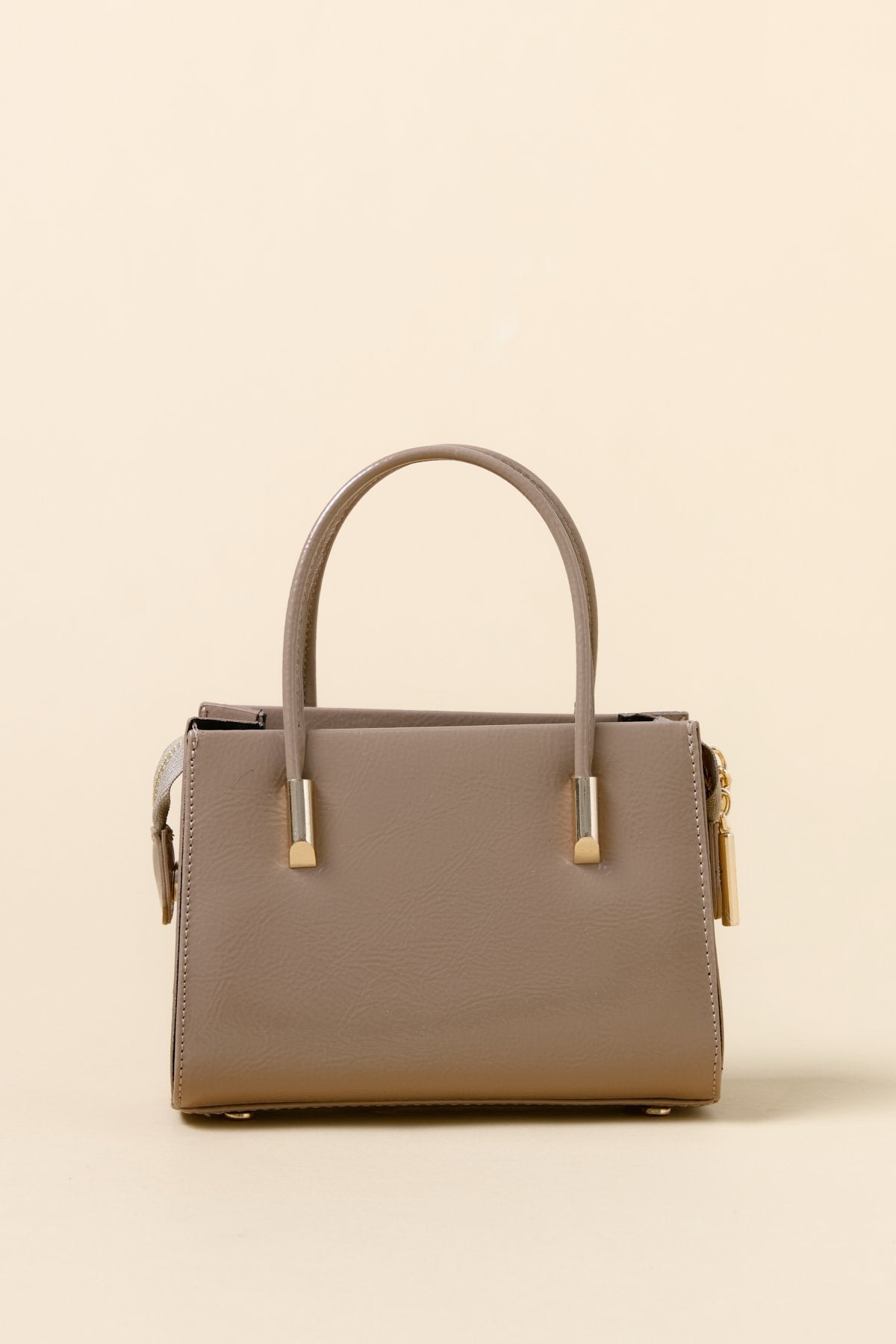 Gold Detailed Satchel Bag - Mink