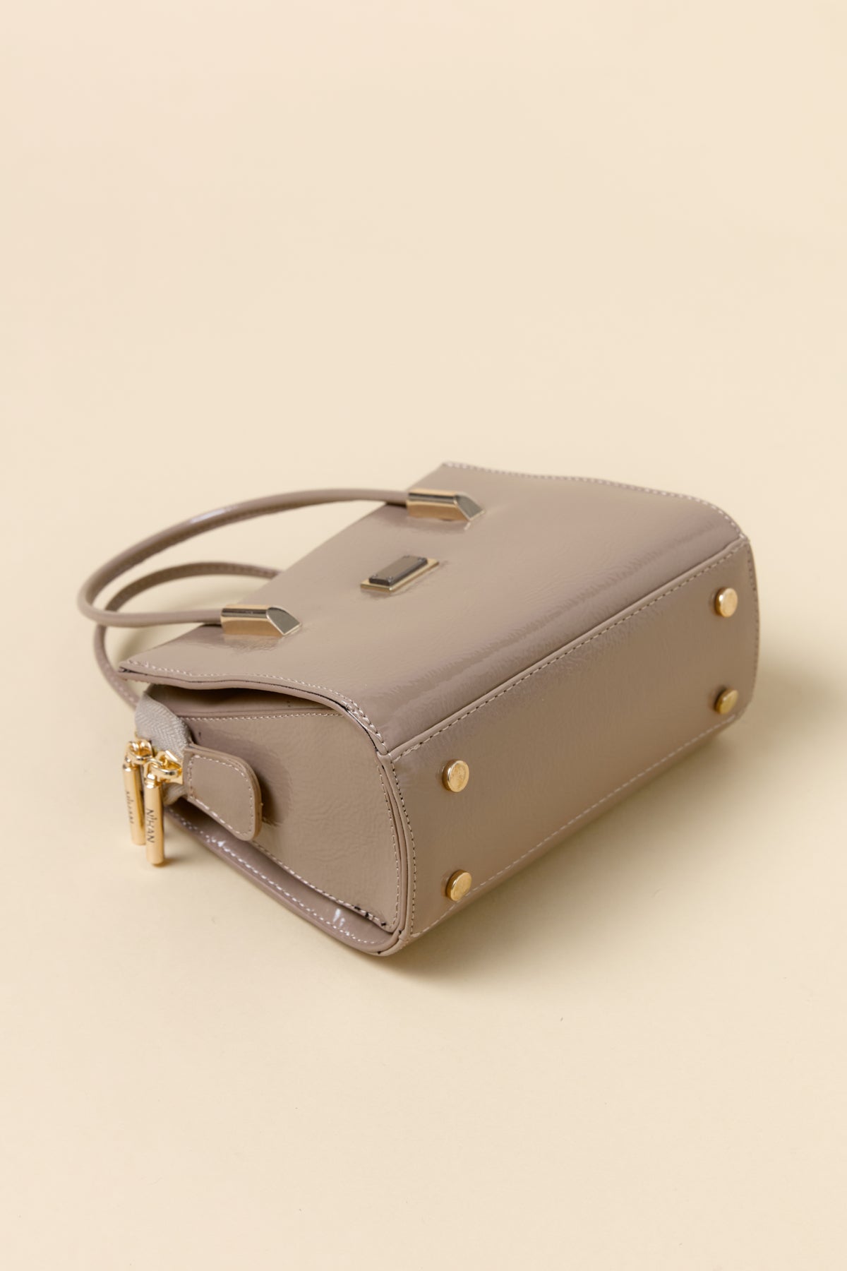 Gold Detailed Satchel Bag - Mink