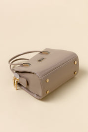 Gold Detailed Satchel Bag - Mink