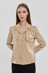Gold Buttoned Shirt - Beige