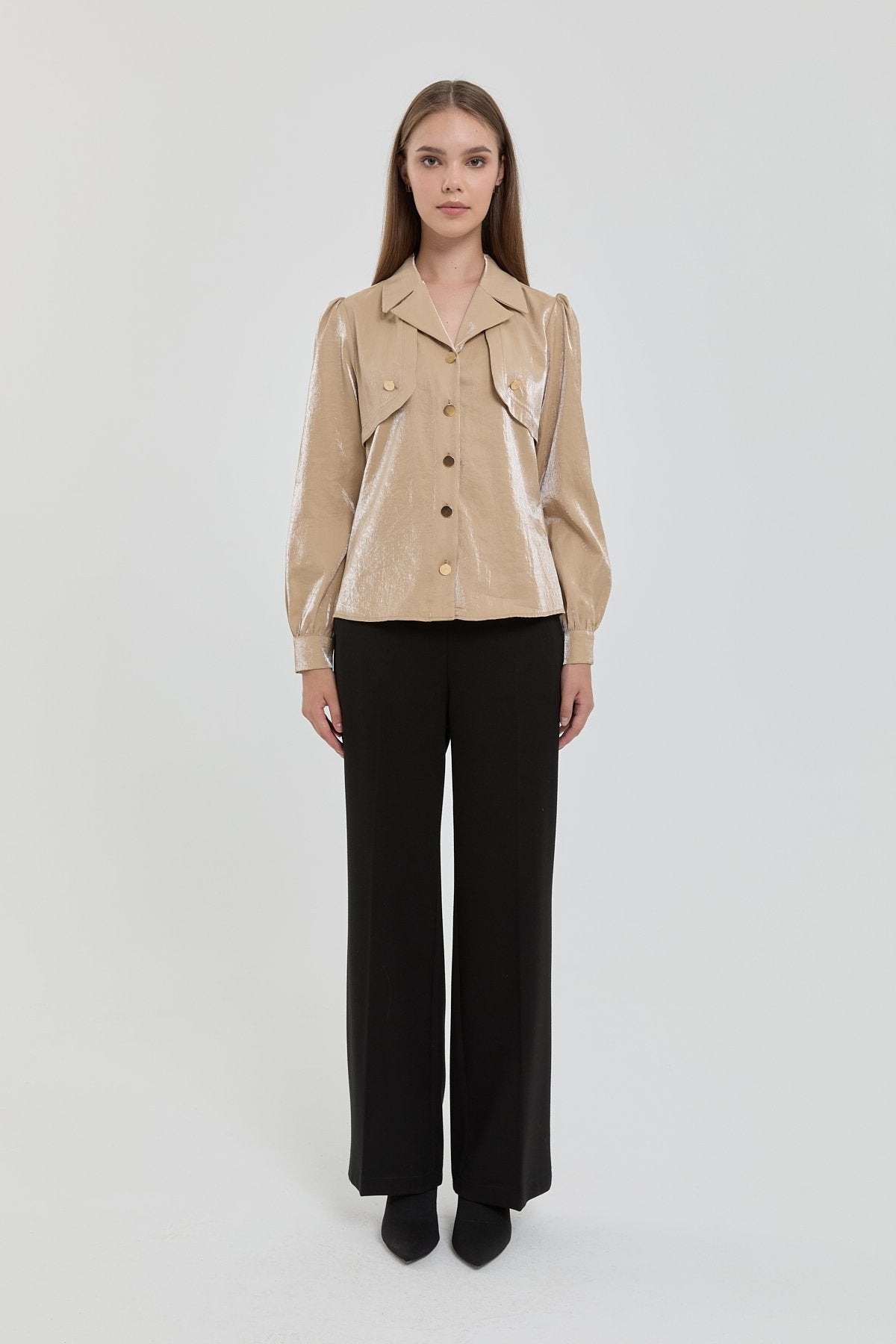 Gold Buttoned Shirt - Beige