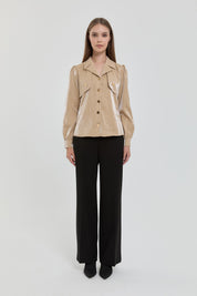 Gold Buttoned Shirt - Beige