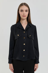 Gold Buttoned Shirt - Black