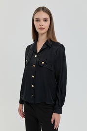 Gold Buttoned Shirt - Black