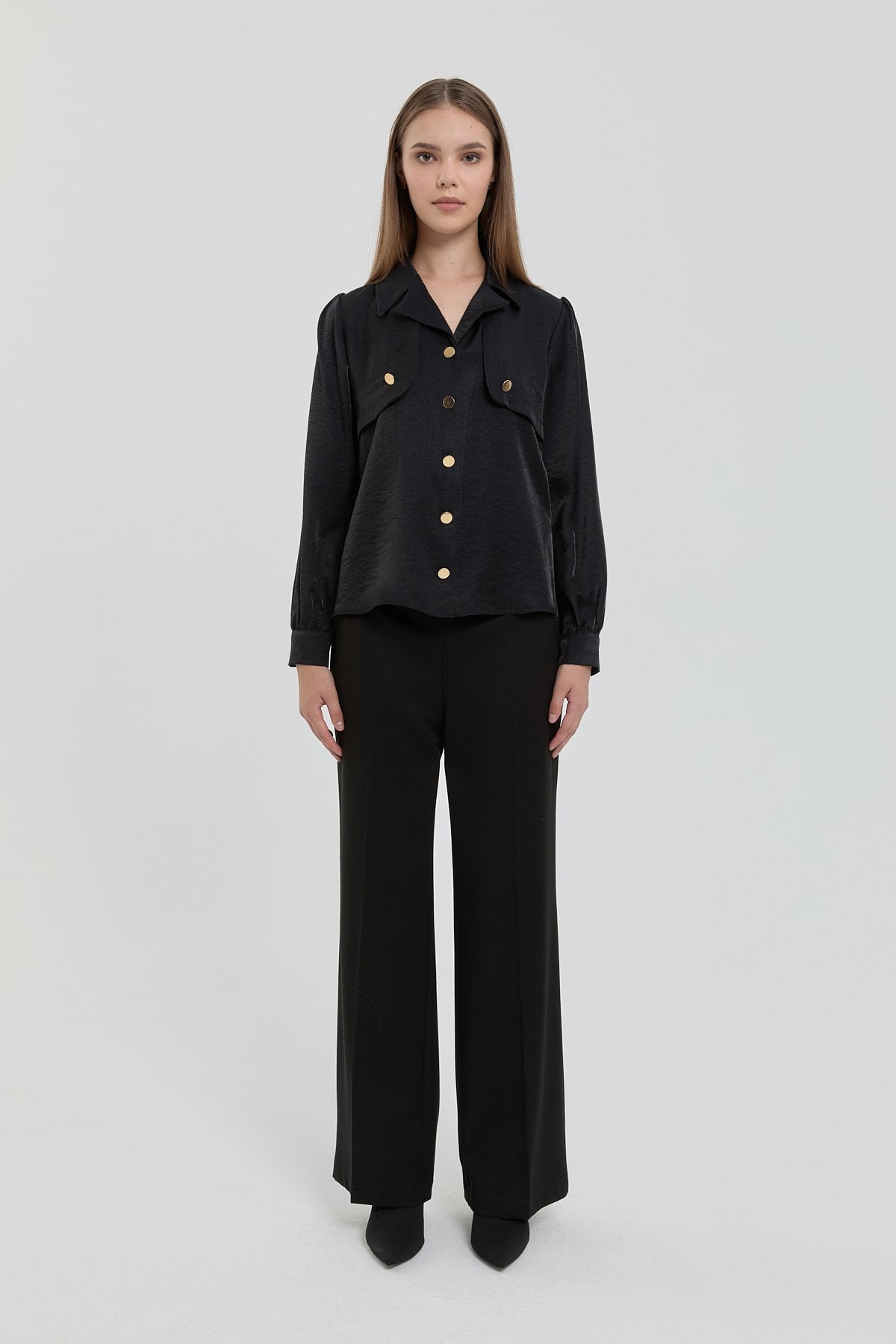 Gold Buttoned Shirt - Black