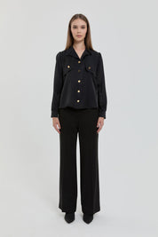 Gold Buttoned Shirt - Black