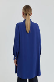 Gold Buttoned Shirt Collar Tunic - Indigo