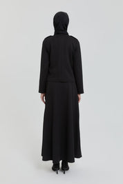 Gold Buttoned Knitted Skirt and Jacket Set - Black