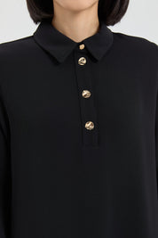 Gold Buttoned Pants and Tunic Set - Black