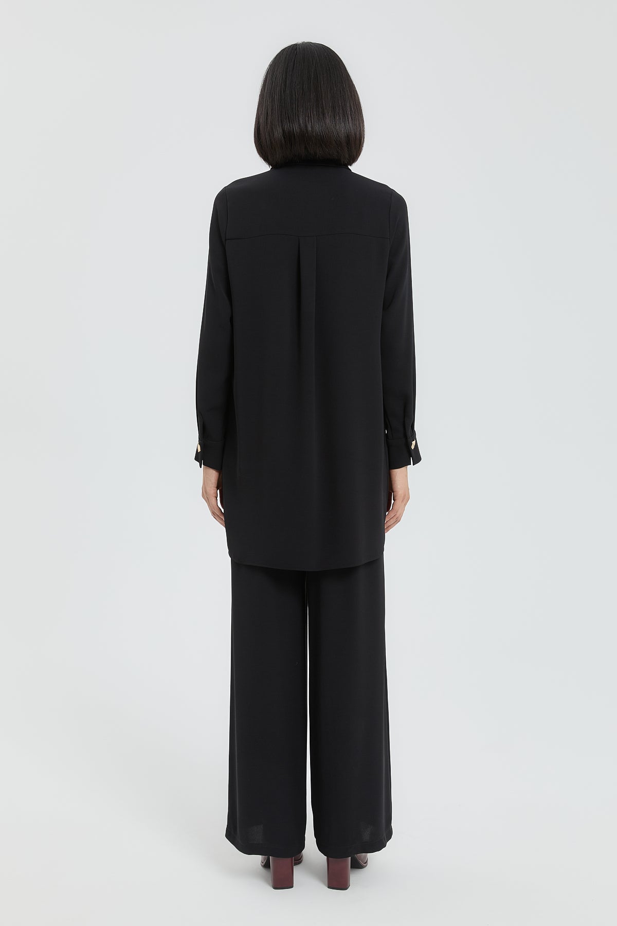 Gold Buttoned Pants and Tunic Set - Black