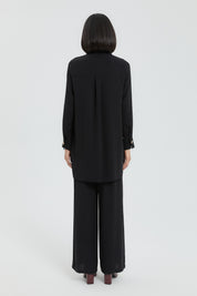 Gold Buttoned Pants and Tunic Set - Black