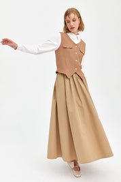 Gold Buttoned Vest - Beige
