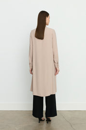 Shirt Collar Basic Tunic - Beige