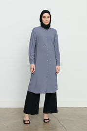 Gömlek Yaka Basic Tunik - Gri