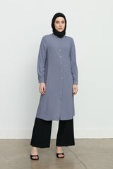 Collared Basic Tunic - Grey