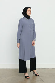Collared Basic Tunic - Grey
